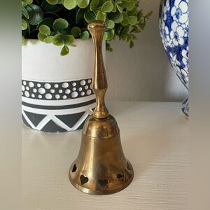 Loving Bell Solid Brass Bell With Cut-Out Hearts made in India 1990 5.25”x2.5”